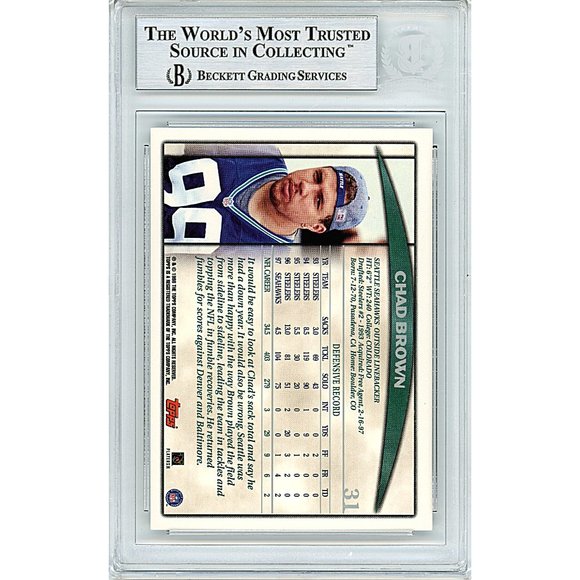 Chad Brown Signed 1998 Topps Football Card Seattle Seahawks Beckett Autographed - Picture 3 of 5